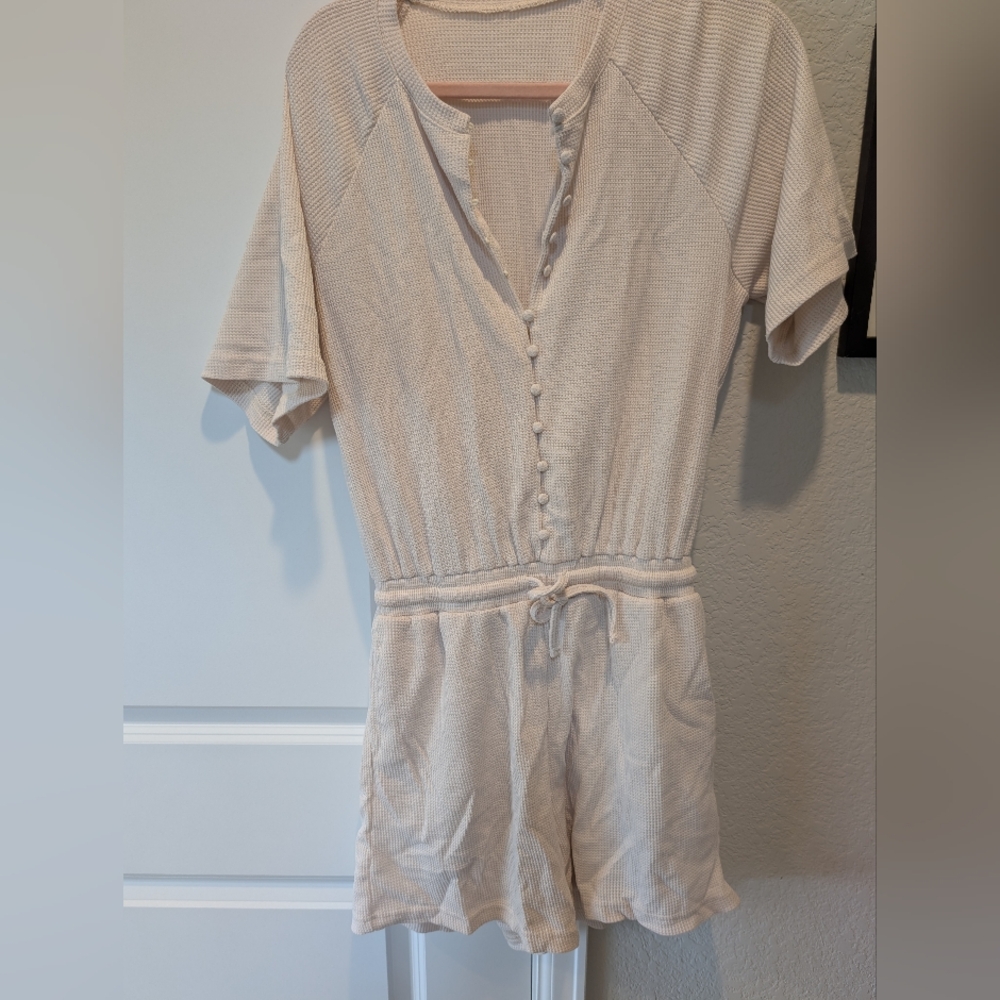 Cream Button-Up  Romper